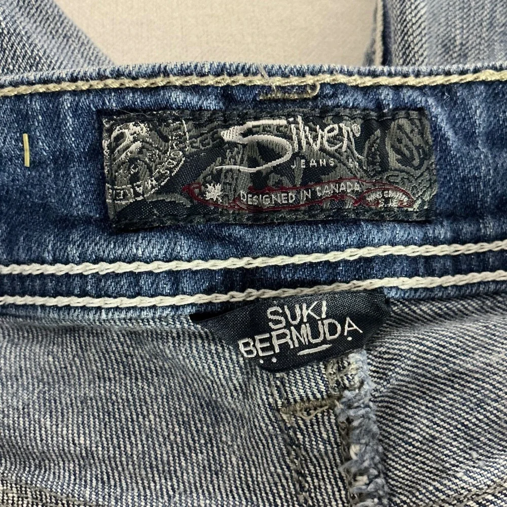 Silver Jeans Co Suki‎ Bermuda Denim Shorts Medium Wash Blue W27 Mid Rise